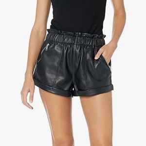 BLANKNYC Women's Vegan Leather High Waist Shorts Patch Zip Pockets Black Size 29